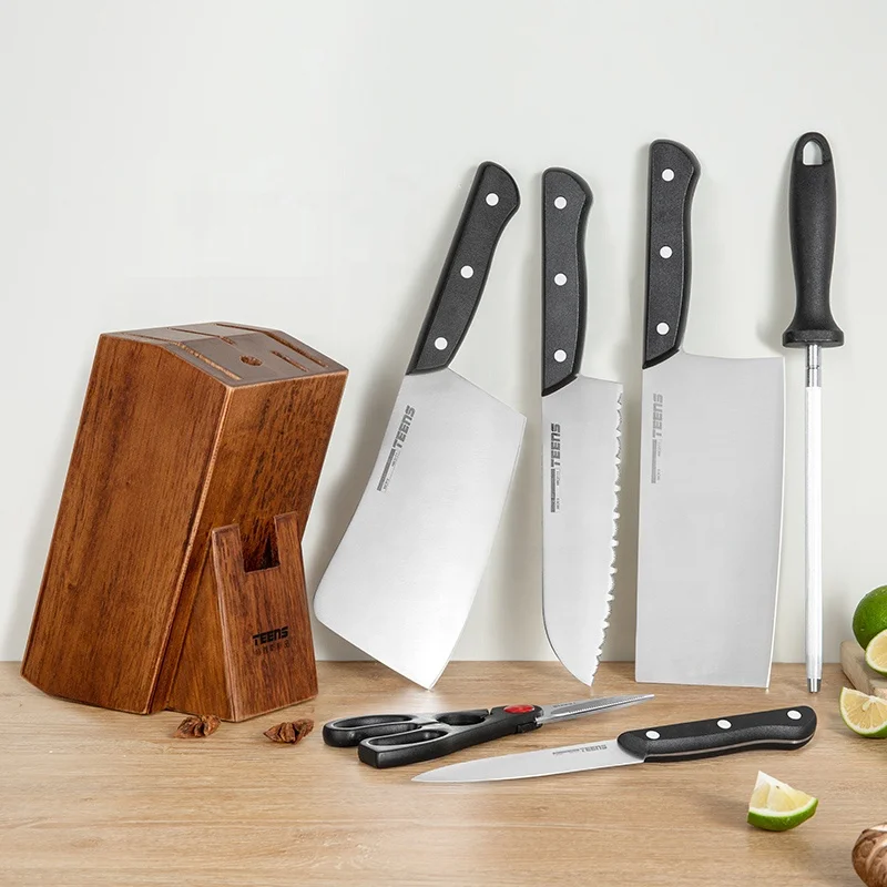 Best Selling Products 2022 Amazon Chinese Chopper Knives Set Stainless Steel Cleaver Boning Knife Kitchen Butcher Knife Holder
