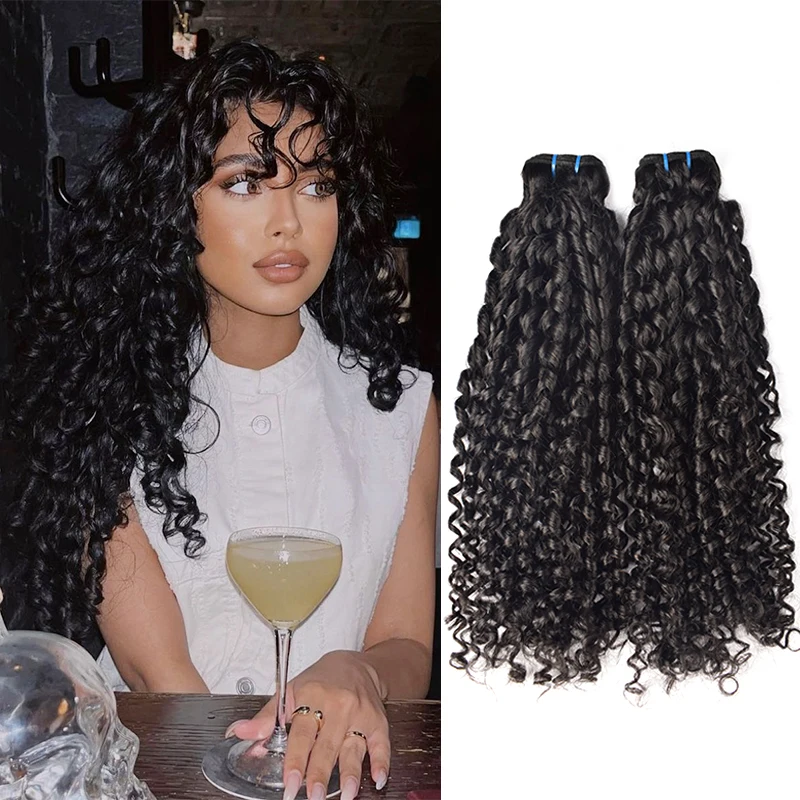 RXHAIR Wholesale  Natural Black Raw Virgin Human Peruvian Bouncy Curly Hair Weave Bundles Human Hair