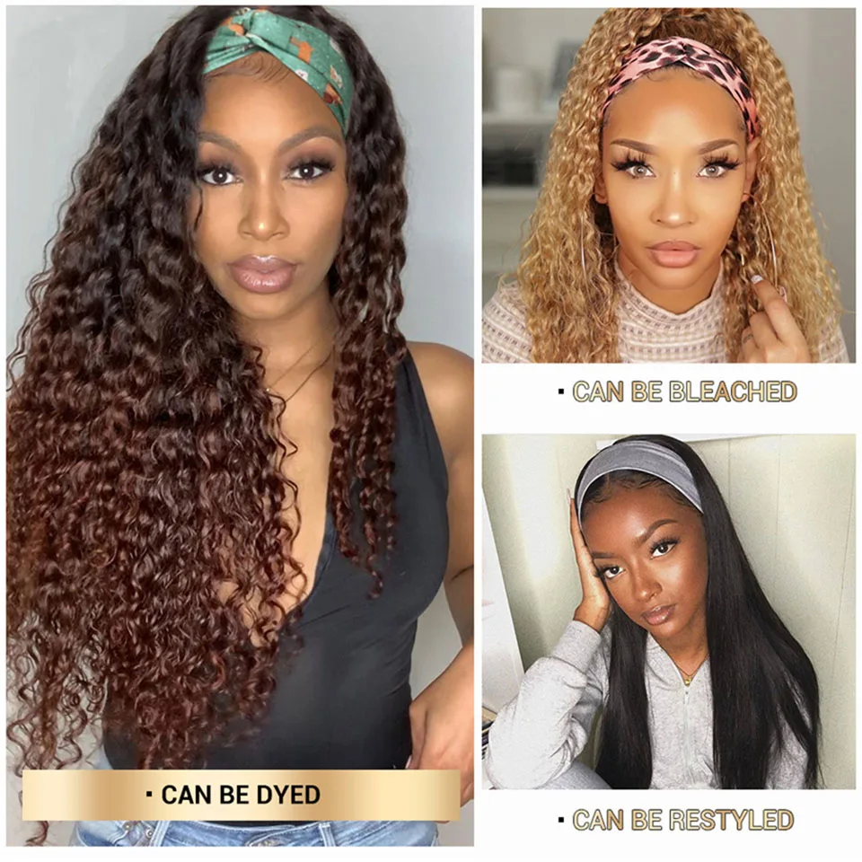 Wholesale mongolian for black women afro kinky curly cuticle aligned 100 % virgin human hair wig with headband