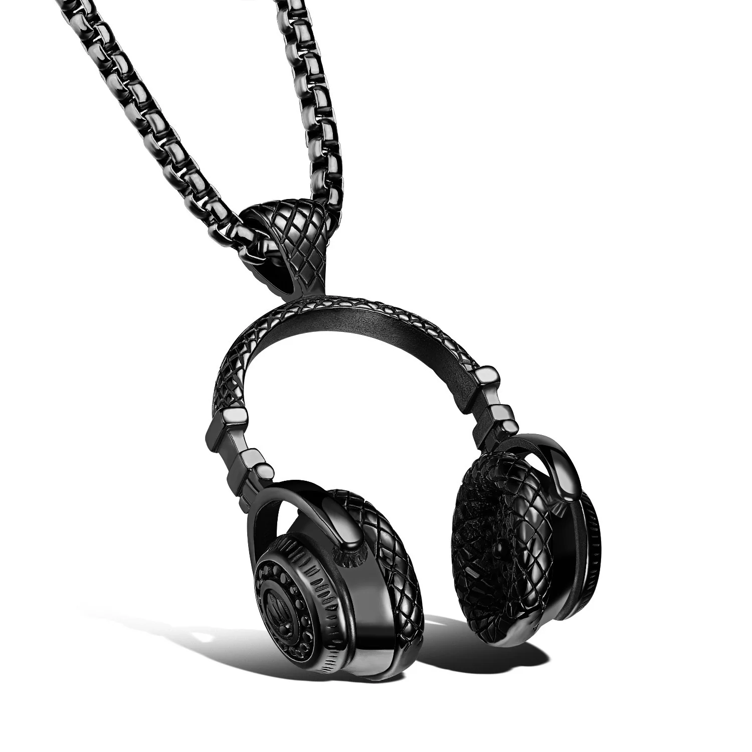 Retro headphones music couple pendant necklace men and women hip-hop leisure literary necklaces personality gift 2024