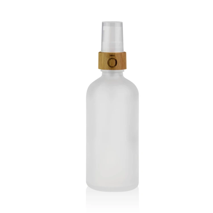 5ml 10ml 15ml 20ml 30ml 50ml 100ml Clear frosted essential oil bottle with bamboo sprayer cosmetic spray mist bottle