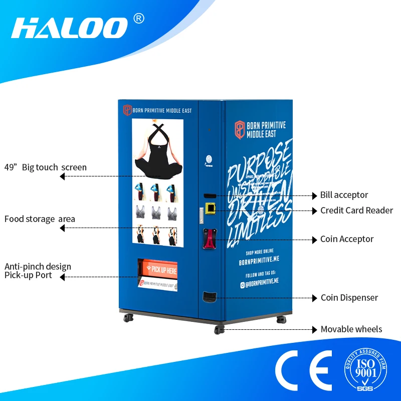 Haloo Vending Machine Supplier Electronic Big Touch Screen Clothes Automatic Clothing With Advertising