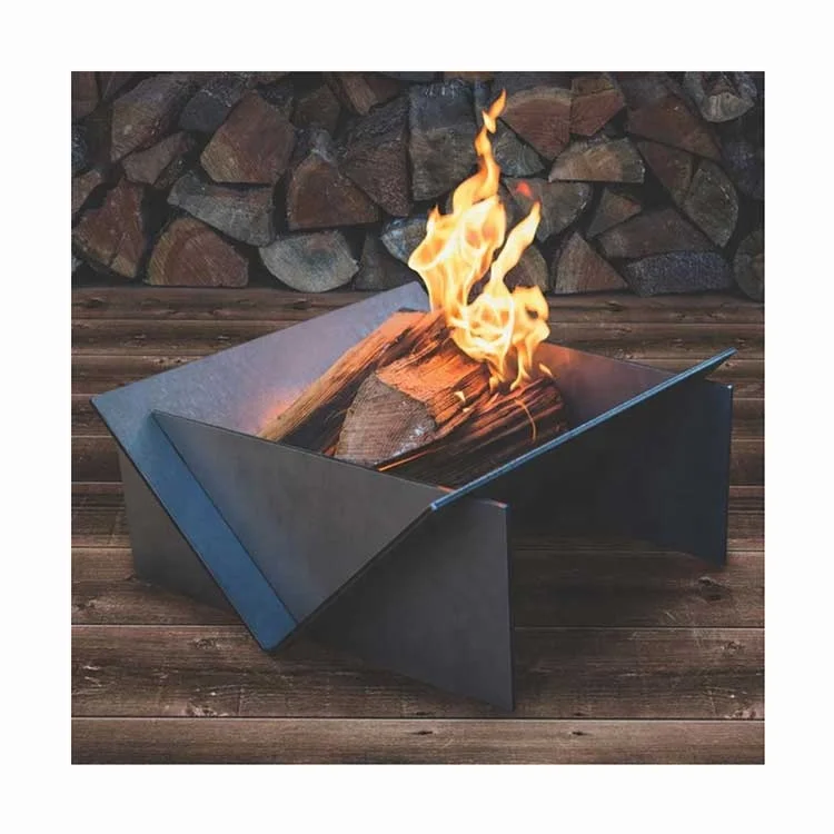 Custom Outdoor Camping Charcoal Fire Pit Square Fire Pit corten steel BBQ Grill