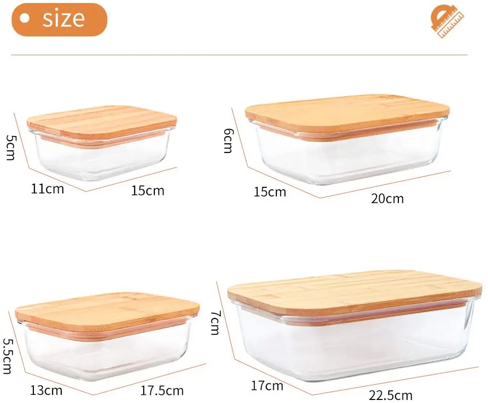 kitchen containers glass storage Meal Prep Ecofriendly Containers Custom LOGO Glass Food Storage Containers With Bamboo Lids