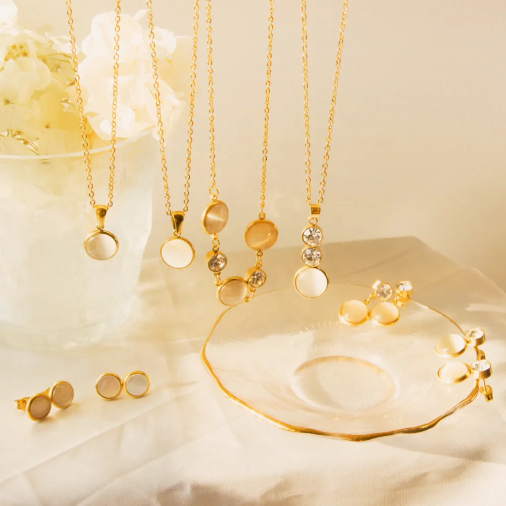 Jewelry Sets Customize 18k Gold Waterproof Plated 316stainless steel Pendant Bijoux Gift Necklace Earrings Jewelry Set For Women