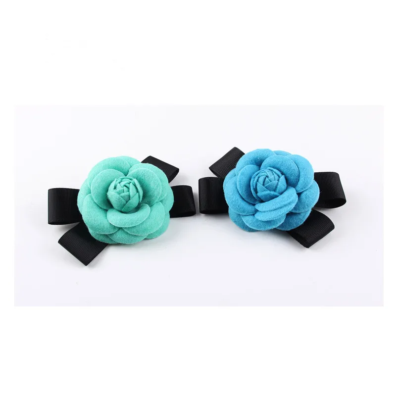 Famous Brand Designer Letter C Fabric Camellia Flowers Custom Pin Brooches For Women Gifts