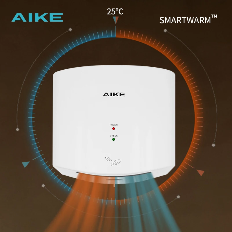 Aike wall mount automatic high speed mini black ABS hand dryer AK2630S commercial easy install hand dryers