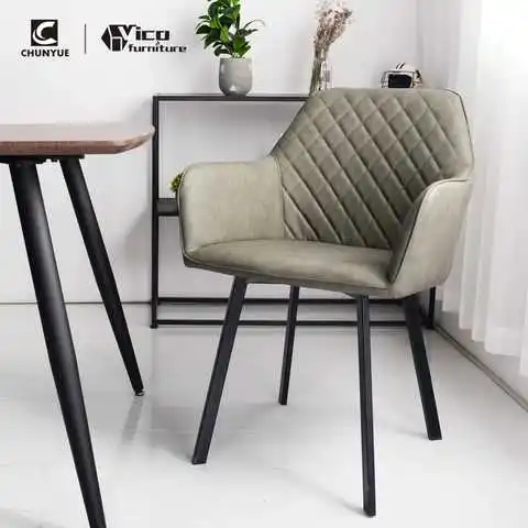 Hot selling luxury industrial brown grey club chair coffee shop chair green and a range of other leather dining chairs