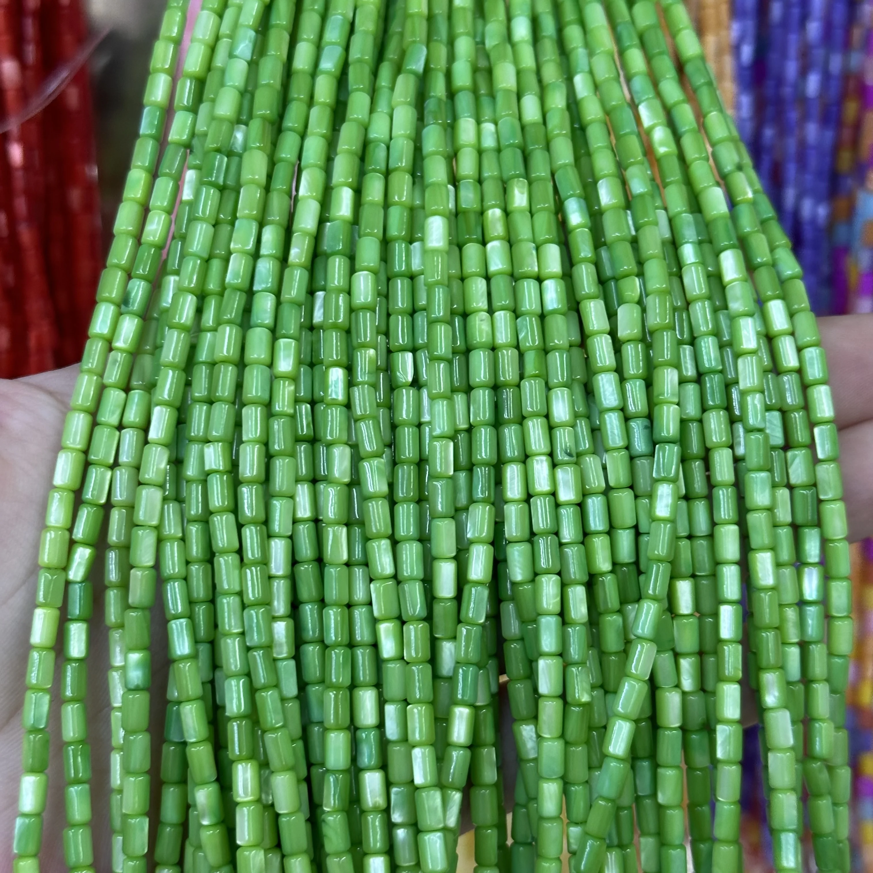 New fresh water shell 3*5mm round tube straight tube shell beads loose handmade diy ear bracelet semi-finished wholesale