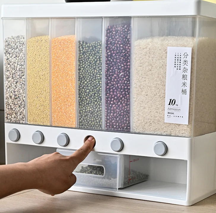 High quality Tabletop plastic dry food cereal rice dispenser storage container box for