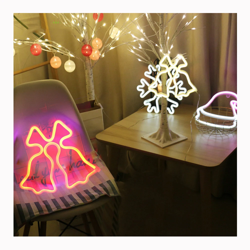 
Dropshipping Professional Manufacture Cheap Name Custom Plastic Acrylic Logo Christmas bell LED neon signs 