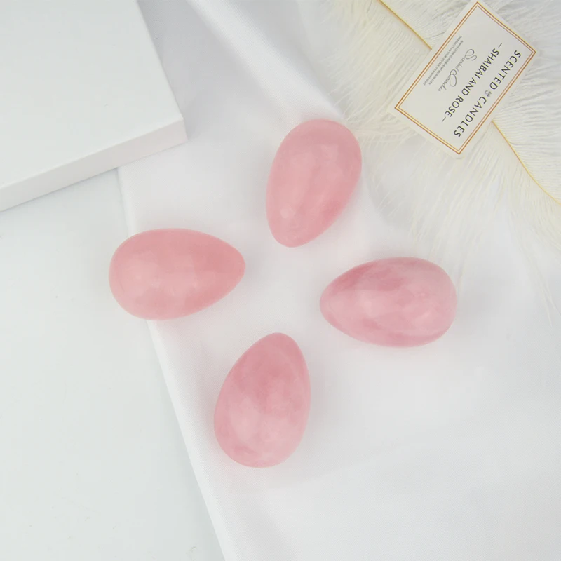 Drilled 3pcs Kegel Exercise Pelvic Muscles Strengthening Rose quartz jade Yoni Eggs