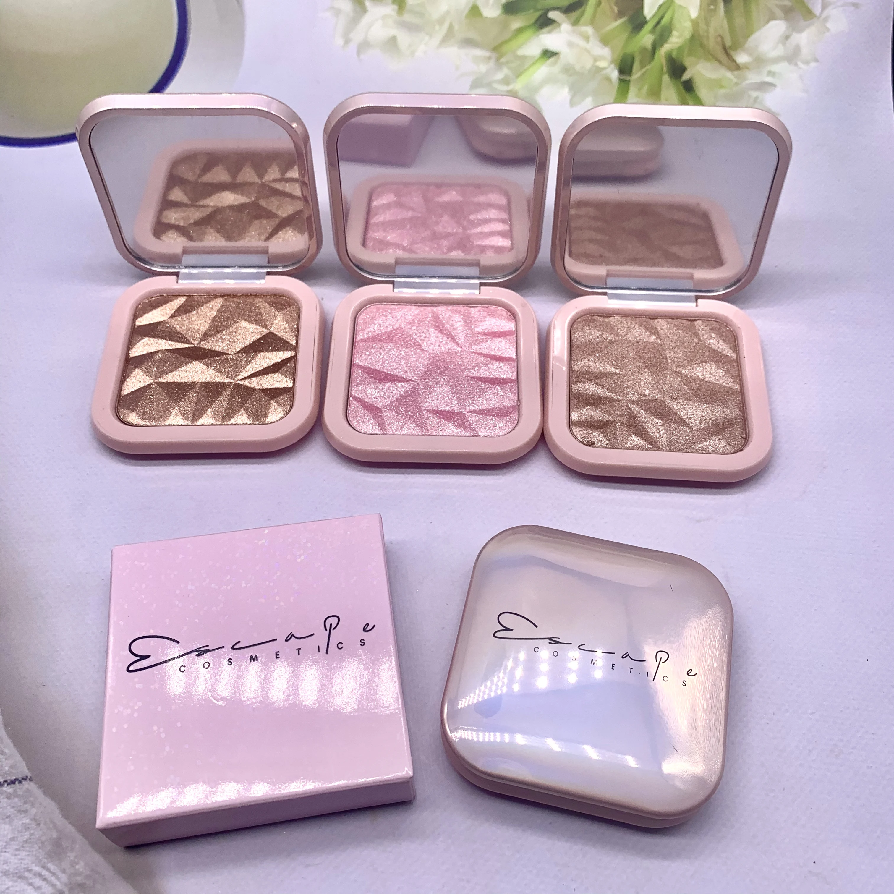 Custom logo vegan high pigmented face makeup pressed contour bronze powder private label highlighter palette
