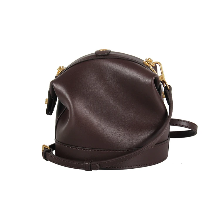 high quality vintage bucket shape doctor bag genuine leather handbag for women