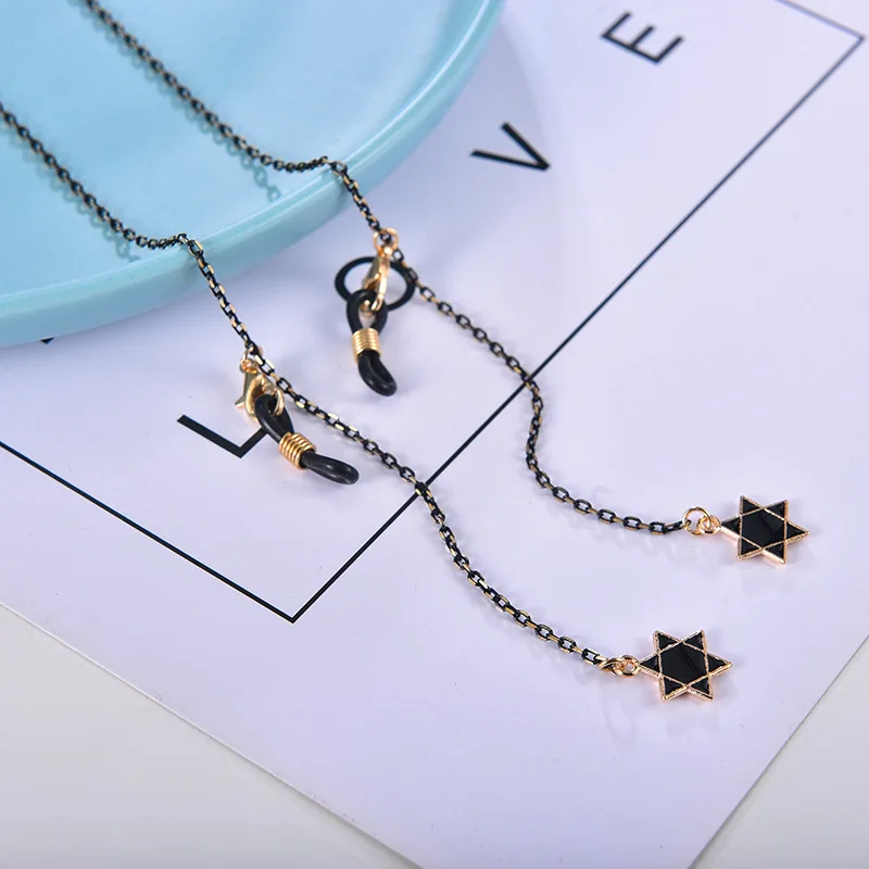 New Simple Metal Glasses Chain Black Gold Pendant Trendy Texture Hanging Neck Temperament Anti-lost Masking Chain