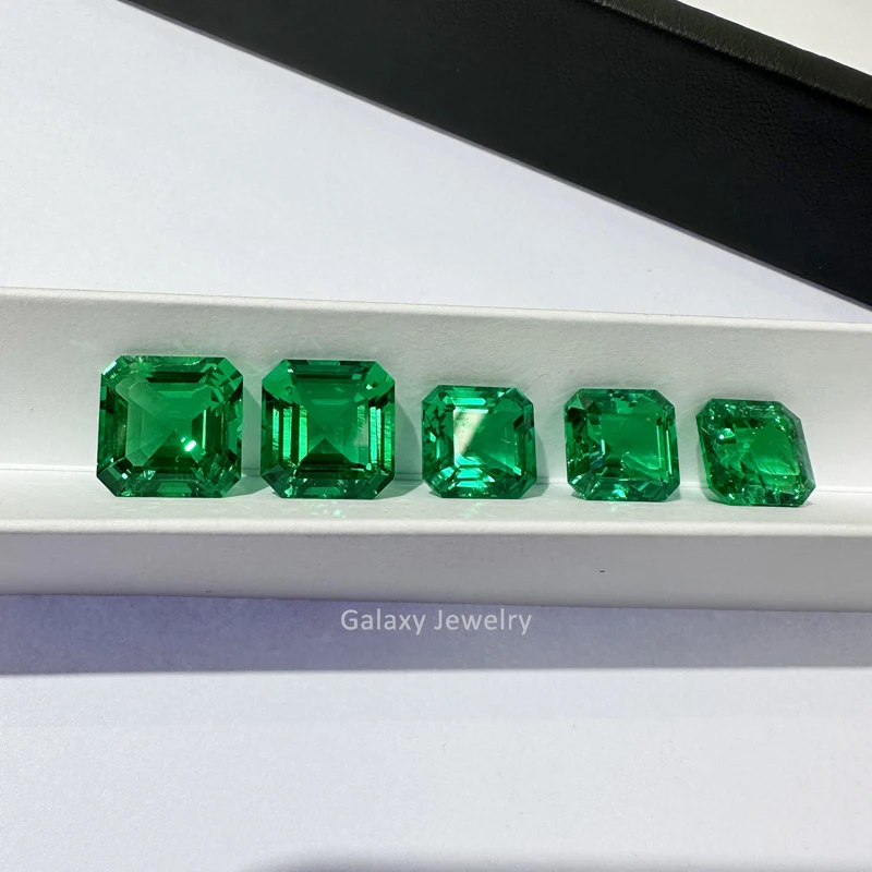 Wholesale 1 Carat Emerald Synthetic 6mm to 10mm Asscher Cut Lab Grown Emerald Colombian Green Carat Price