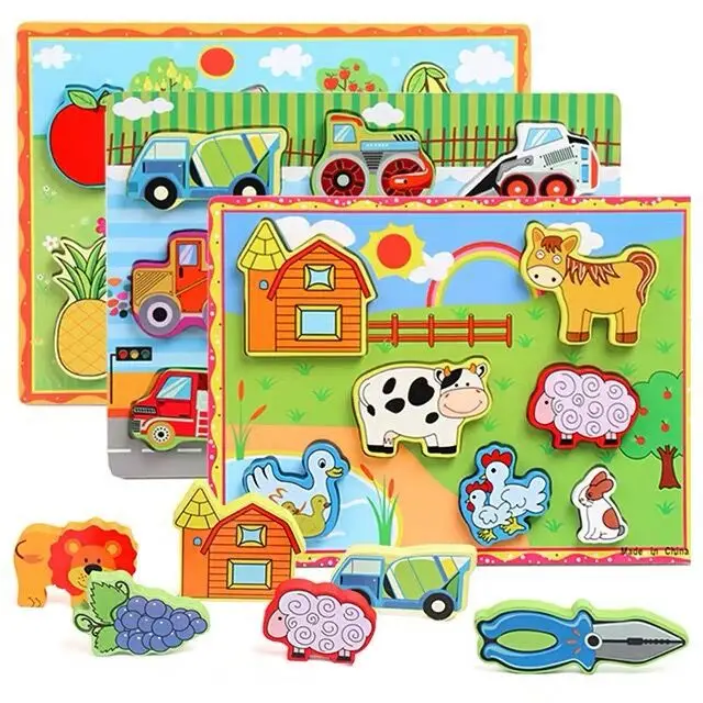 Wholesale Kid Early Educational Toys Animal Wooden Puzzle Toy Educational Wooden Puzzles for Kids