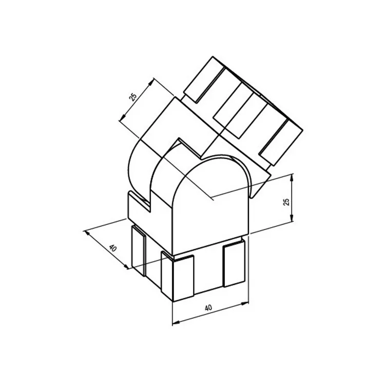 40mm Adjustable Square Tube Connector Stainless Steel