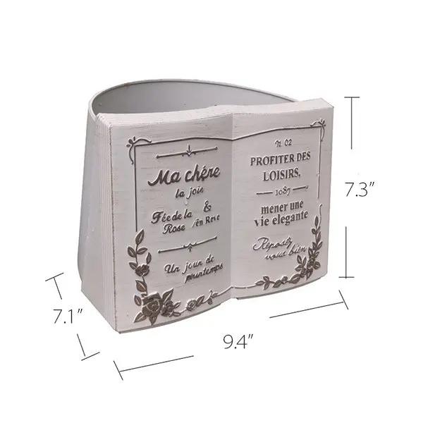 Custom Resin French Book Inspired Planter Flower Vase Pots for Plant Garden Decor White Plant Pots Wholesale