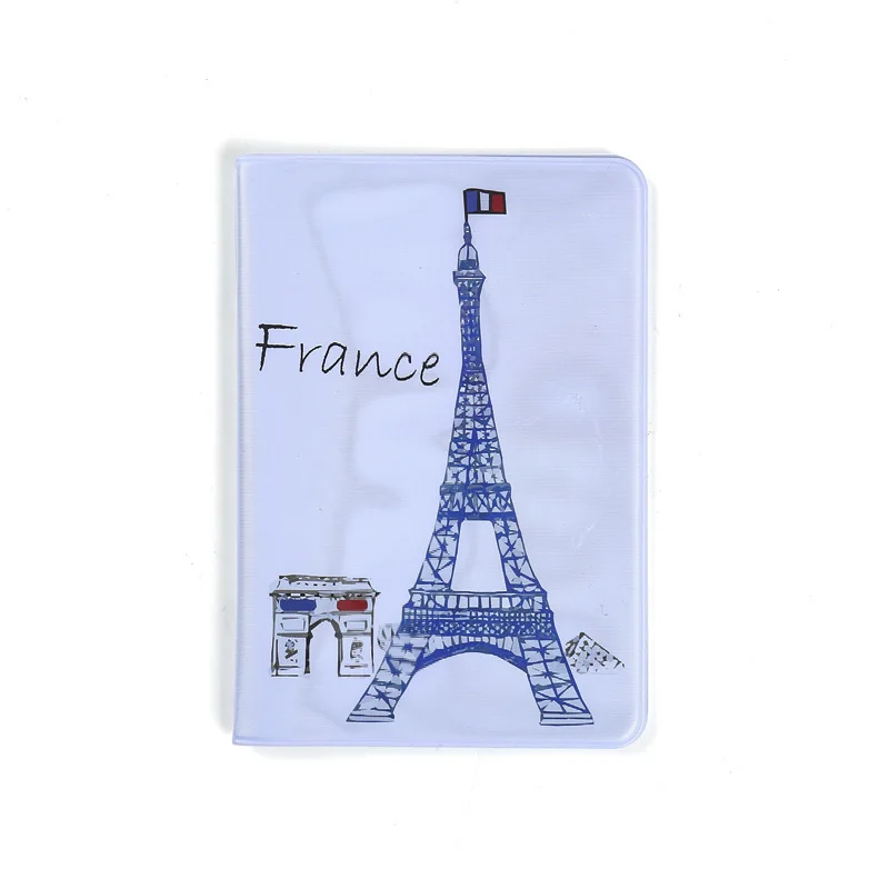 White cartoon pattern PVC travel passport holder ID card cover protective storage bag