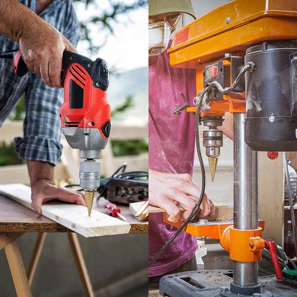 Custom Hex Shank Hss Titanium Coated Step Drill Bit HSS Wood Metal Drilling Power Tools