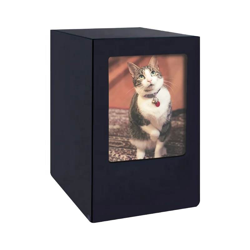 matt black color custom wholesale cat dog wooden animal urn caskets for pets