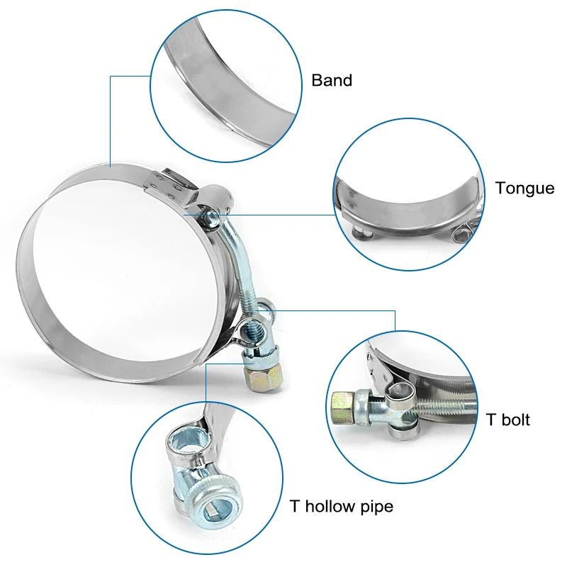 Stainless steel type pipe tube hose clamp clip heavy duty strong T bolt spring clamp for JAC FOTON FAW SHACMAN
