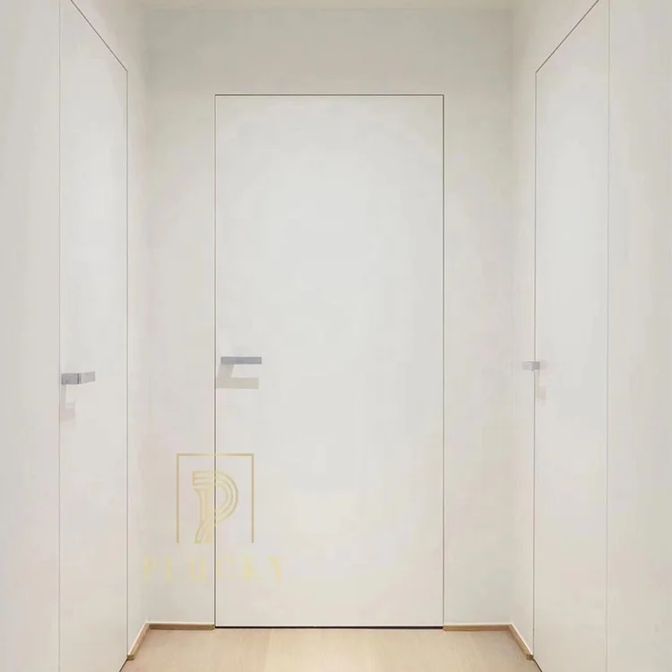 Flush style white paint invisible frame interior hidden hinged door