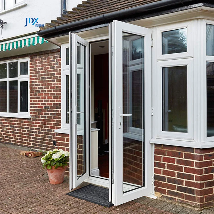 Soundproof Exterior Casement Door Double Tempered Glass Aluminum Swing Entry Double French Door