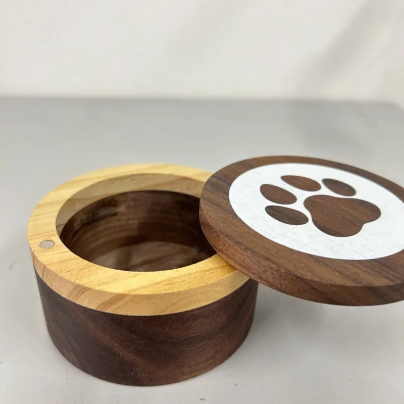 Black walnut Cylindrical wooden pet urns pet keepsake wooden cremation urns funeral box small animals hair collection box