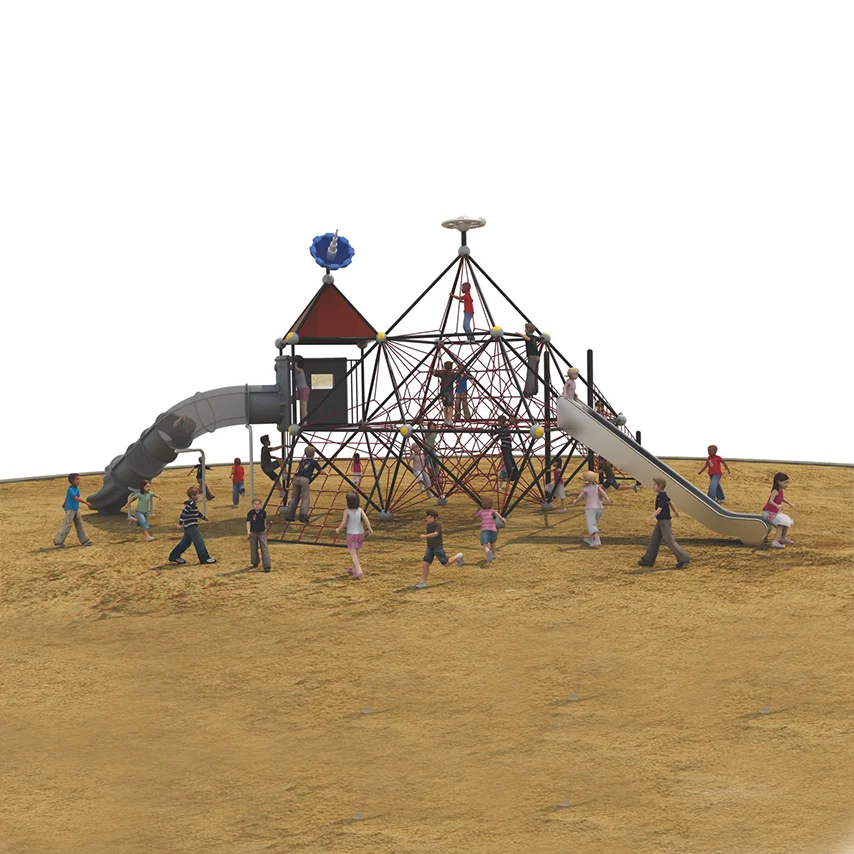 multifunction outdoor playground equipment slide climbing rope for kids play with slide climbing net