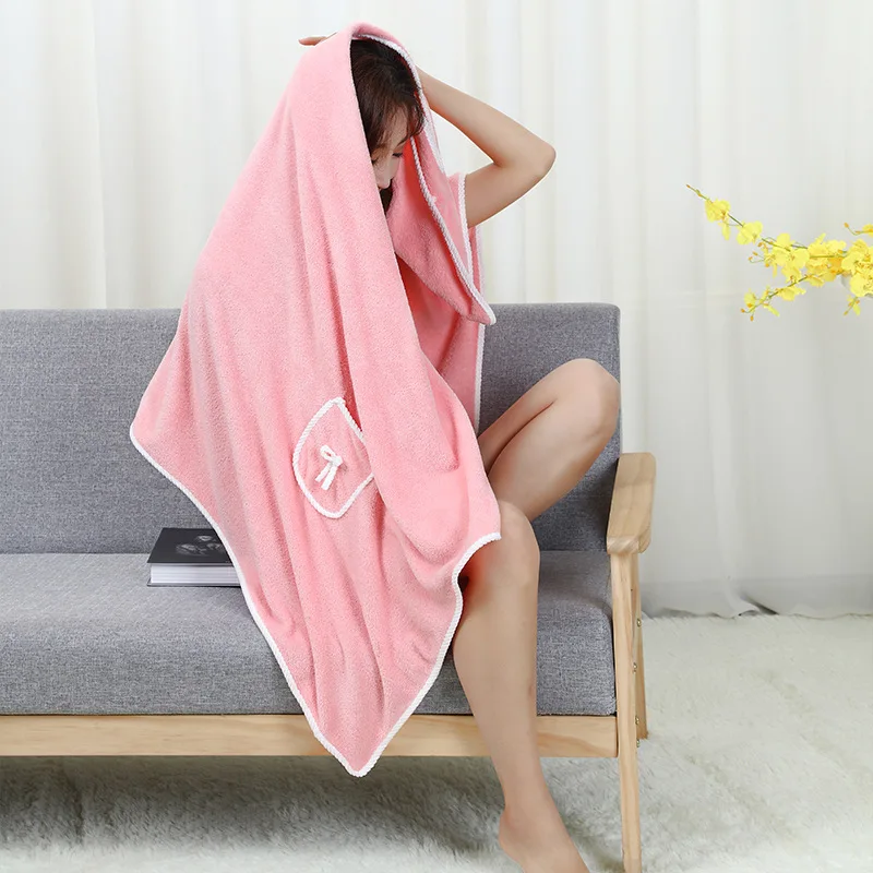 Coral Fleece Body Scrub Towel Women Bath Towel Logo Dress Skirt Big Towel Strong Water Absorption Microfiber Adult Plaid Knitted