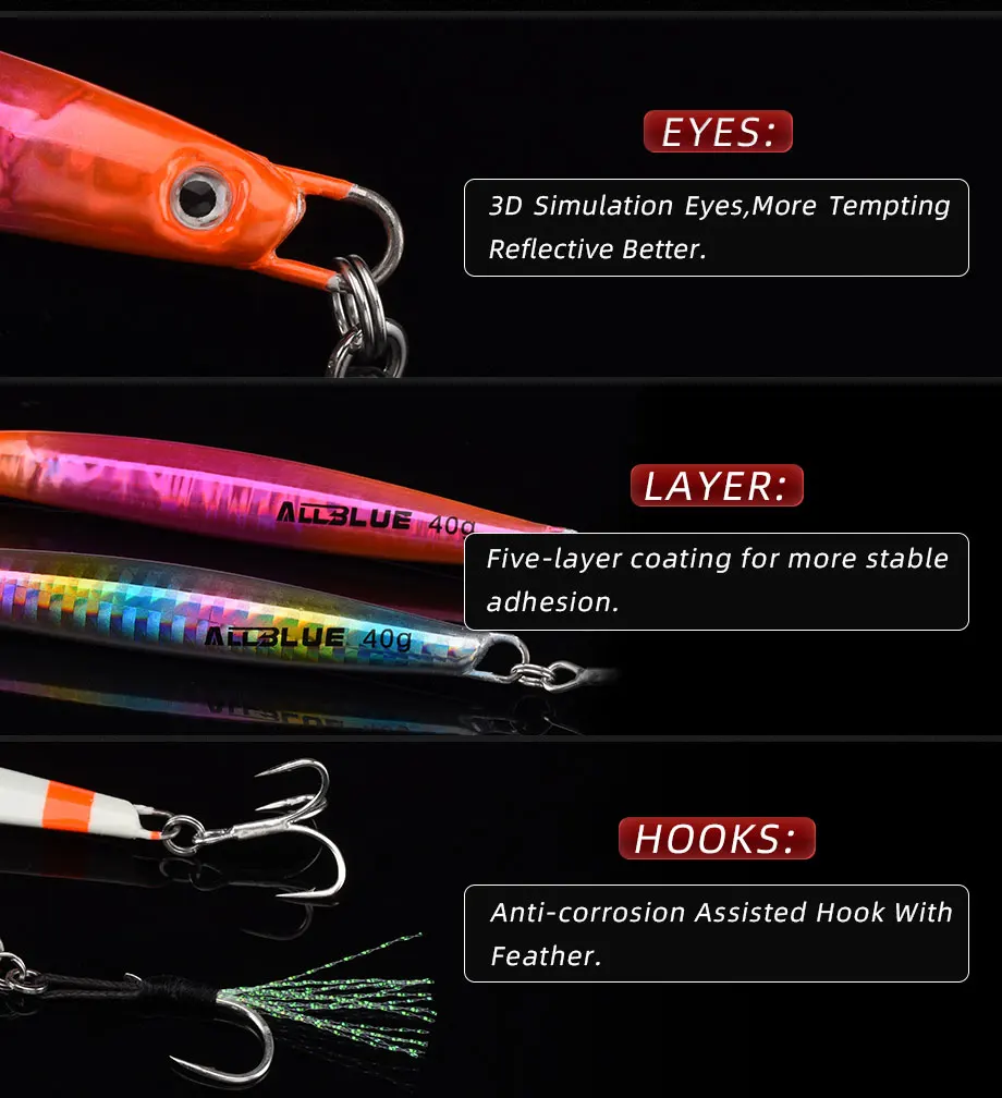 Casting Metal Jig 20G 30G 40G Shore Cast Jigging Spoon Sea Bass Fishing Lure Smelt Artificial Bait Spinning Tackle