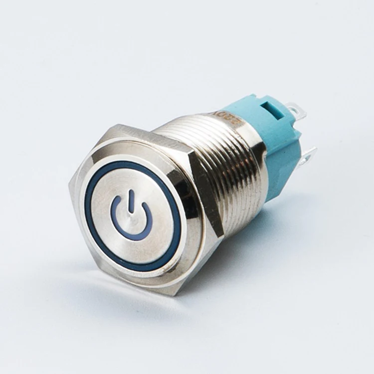 Ce Certificate 16mm Red Led Momentary Latching 250v Metal Push Button With Power Symbol