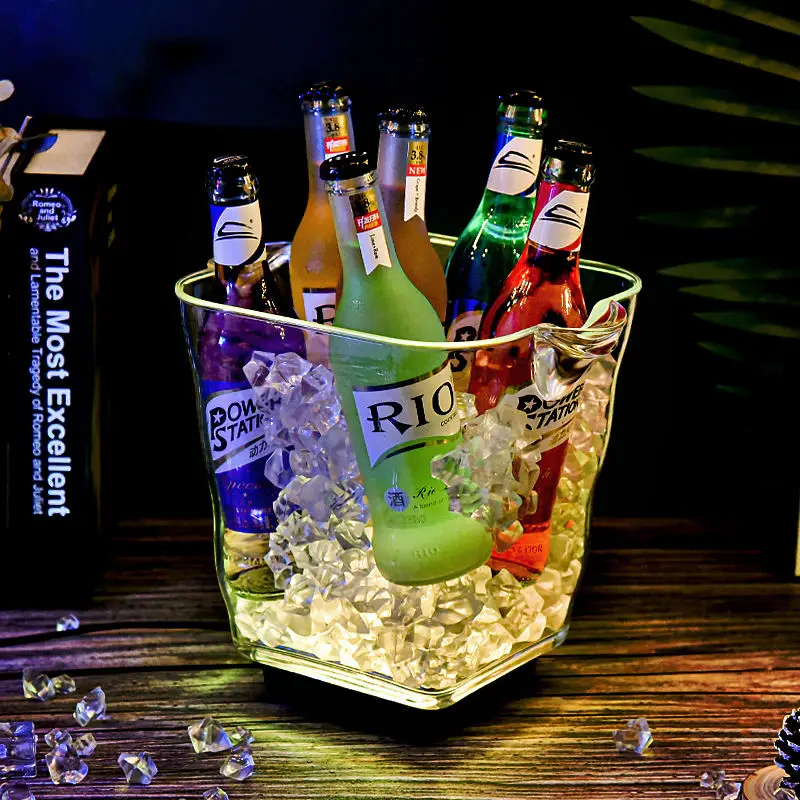 beverage tubs customized metal transparent stainless steel drink champagne wine plastic coolers acrylic beer led ice bucket