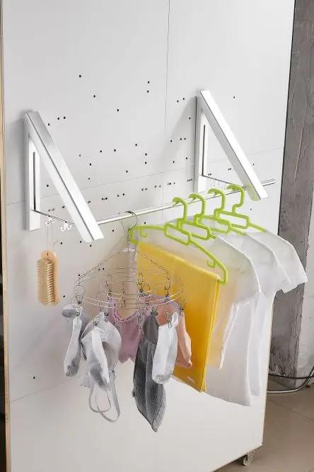 Foldable Home Storage & Organization  Wall Mount Clothing Rack With Shelves Hangers Clothes Racks Rails