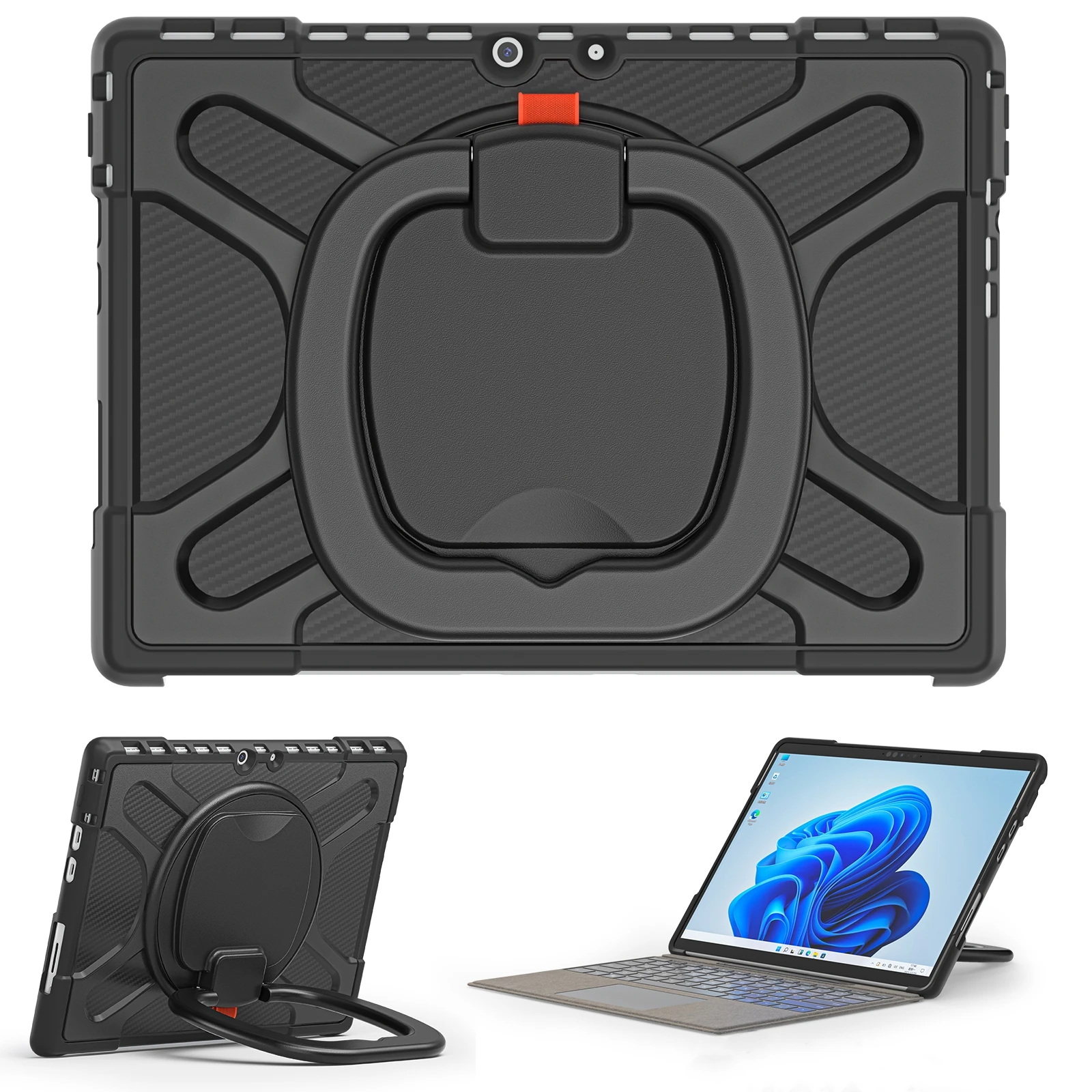 Yapears 2022 new case with shoulder strap grip for Microsoft Surface pro 8  bumper case with rotate ring stand  protection cover