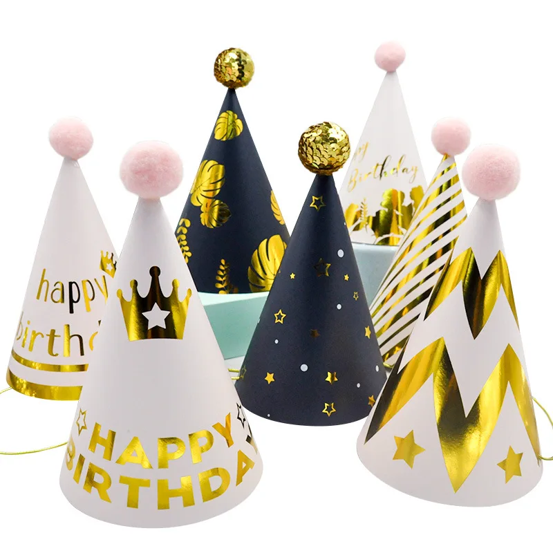 Birthday Party Supplier Baby Shower Decorations Disposable Party Paper Happy Birthday Hat For Children