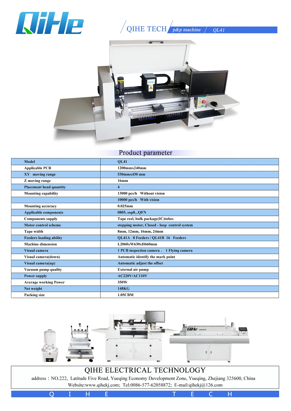 Benchtop Type QL41A 4 Placement Heads SMD Pick Place Machine Chip Mounter for Led Lamp Machinery