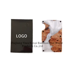 Slim Wood-Resin Wallet with Money Clip - RFID Blocking Modern Credit Card ID Holder
