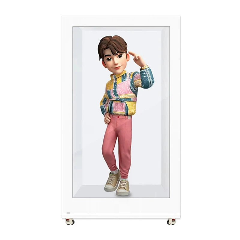 75 Inch Transparent LCD Digital Signage Display Box Interactive Touch Screen for Advertising 3D Holographic Display Cabinet