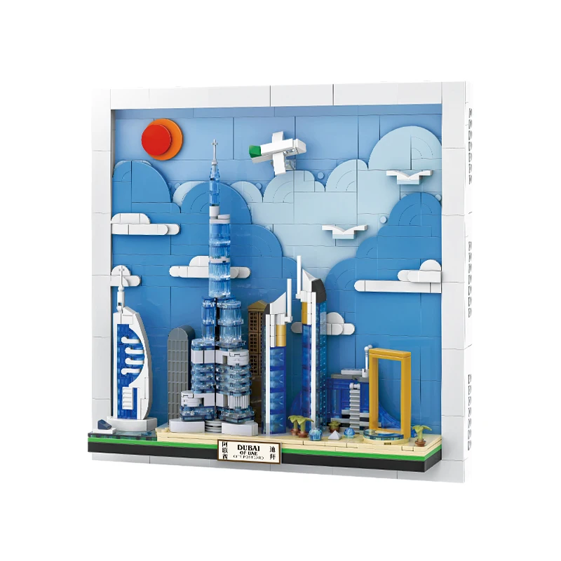 Wange 4928 Dubai City postcard small particle patchwork wall painting hanging creative photo decoration Building Blocks Sets