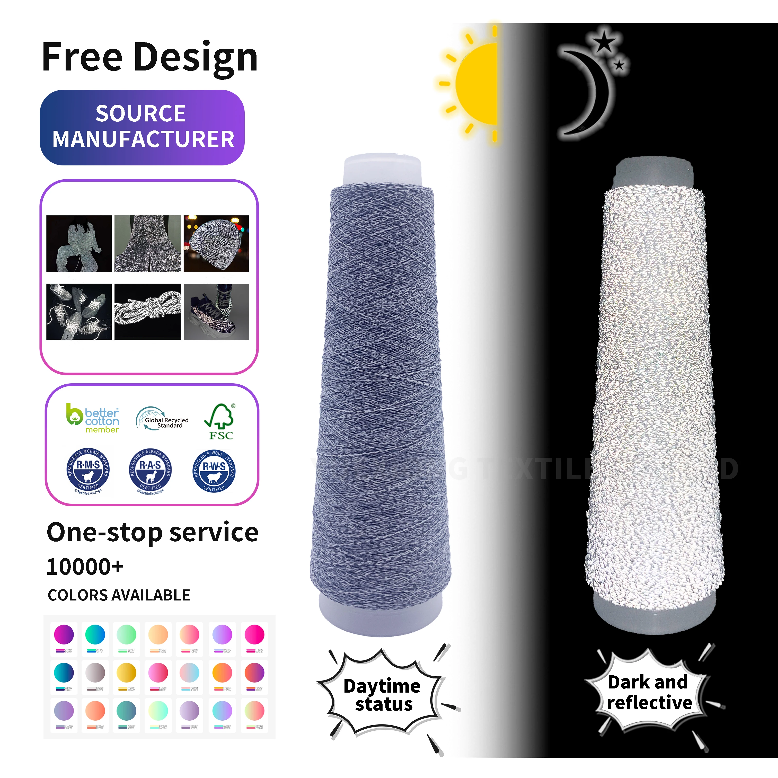 Super bright reflective thread knitting yarn high quality reflective knitting yarn for garment textile knitting