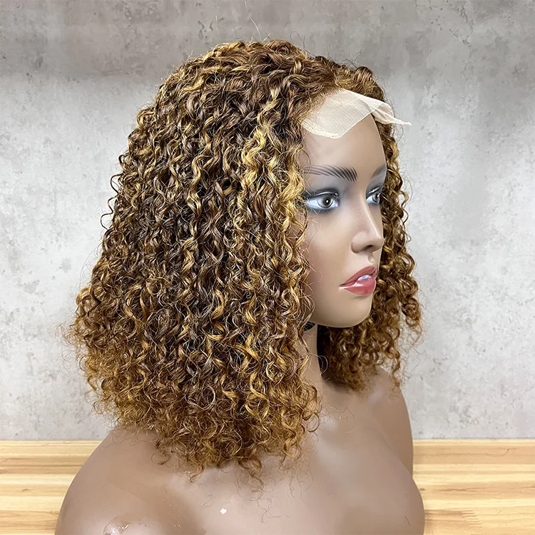 10A Double Drawn Virgin Cuticle Aligned Funmi Curly P4/30 Color Pissy Two Curl Fumi Human Hair Wig