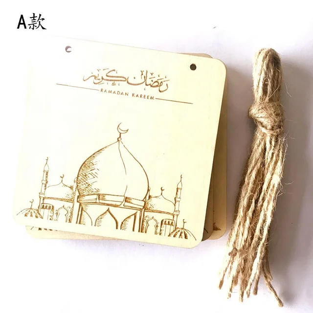 DIY Ramadan Mubarak Muslim EID Home Door Hanging Decoration Pendant Umrsh Wooden Hollow Ornament Crafts Islam Gifts