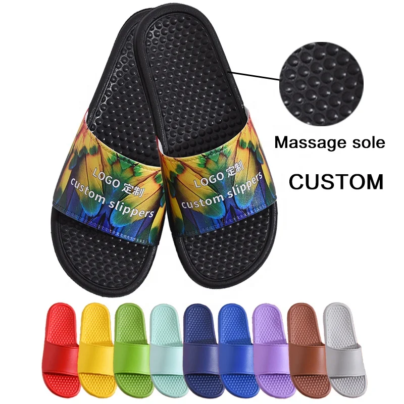 Unisex Summer Women Men Home House Bath PVC EVA Dot Foot Massage Sandals Slippers Slides Custom Logo