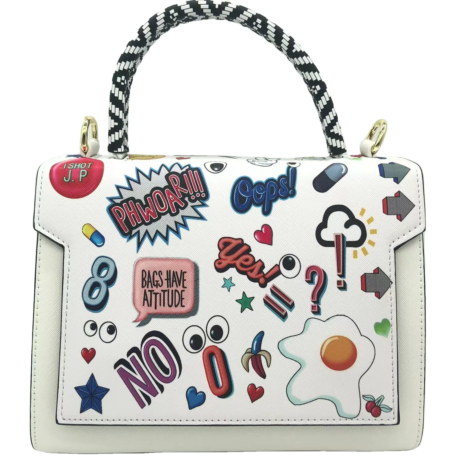 Fashion Luxury Handbags(#934) Eye Theme Graffiti Print Shoulder Bag Ladies Handbag for Women