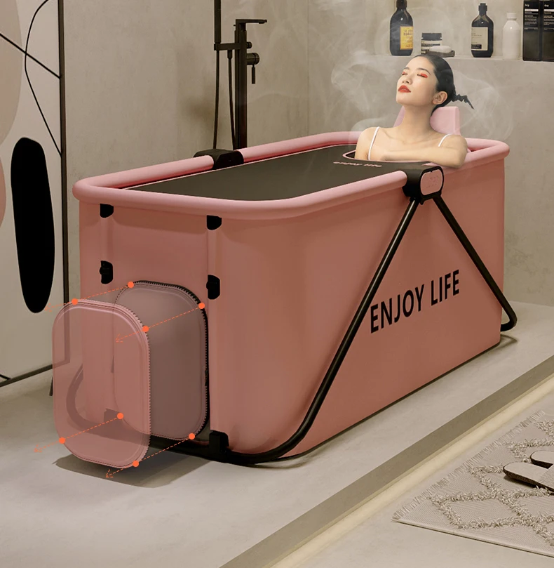Fast Shipping Free Install Soft Comfortable Steaming SPA Indoor Free Standing Adult Folding Bathtub