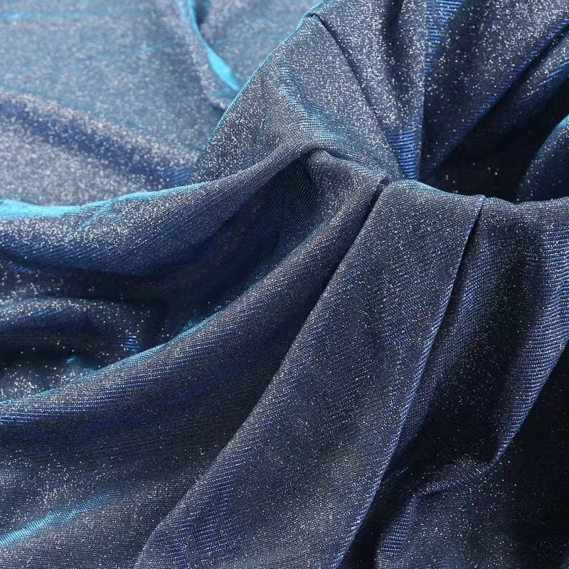 sparkling laser starry sky illusory color high gloss foil elastic silver gold metallic fabric for wedding/fashion dresses