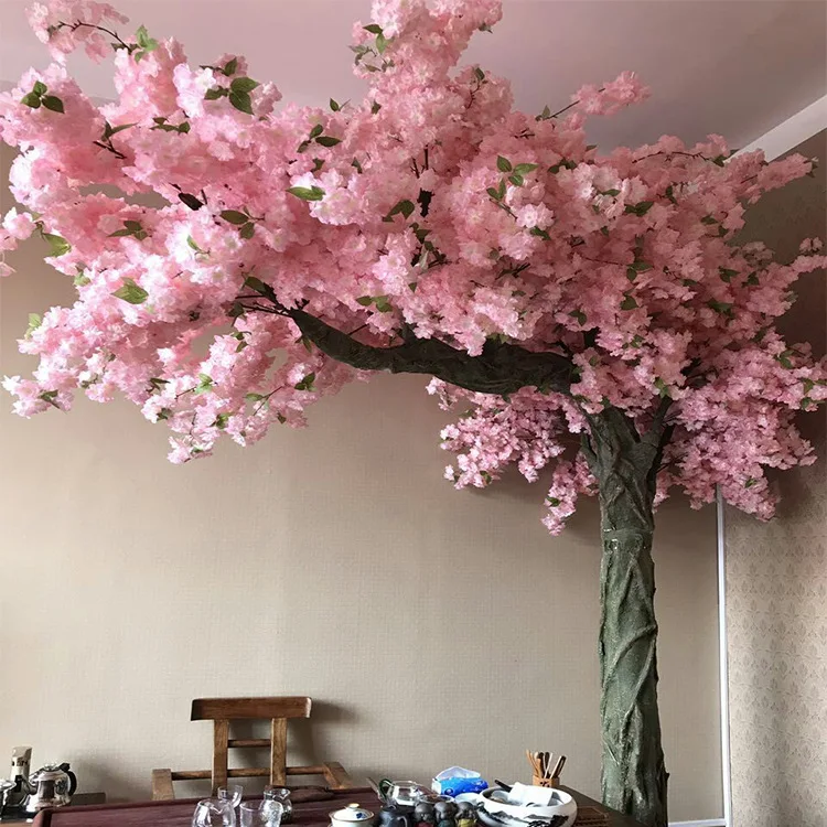 L0174  pink artificial sakura fiberglass silk cherry blossom flowers trees plant for wedding party decor